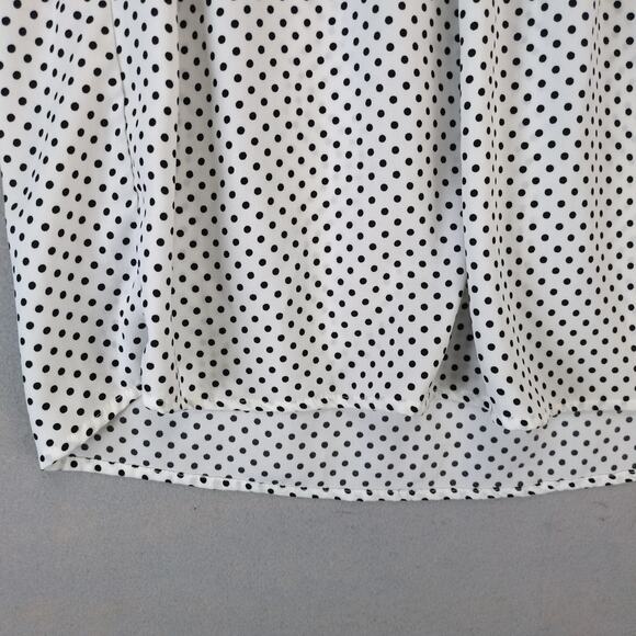 Savanna Jane Floral Embroidered Blouse Women's L B&W Polka Dot Babydoll Top Boho - Picture 9 of 10